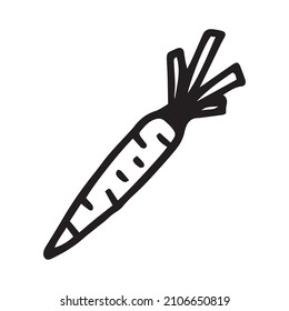 Ilustración vectorial de una zanahoria al estilo del doodle