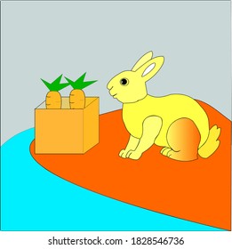 vector illustration of carrot gift for rabbit