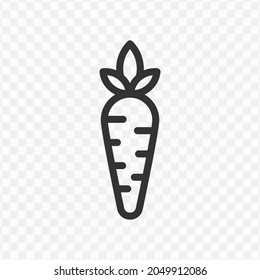 Vector illustration of carrot icon in dark color and transparent background(png).