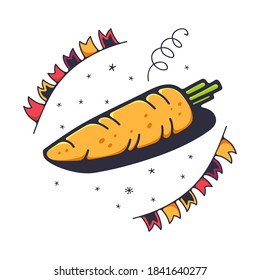 Vector illustration with carrot. Isolated over white background. Cute doodle illustrations.
