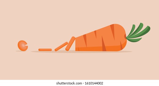 Vector illustration of carrot with light orange background. Sliced carrots. Pieces of carrots.