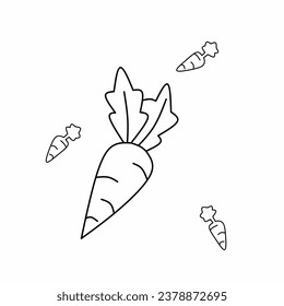vector illustration Carrot linear icon. Agricultural crops, vegetables. Vegetarian food. Green. Thin line illustration. Contour symbol. suitable for photo wallpaper.