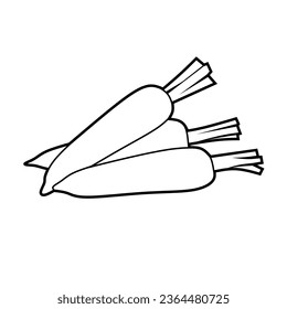Vector illustration of carrot lineart isolated for coloring on white background