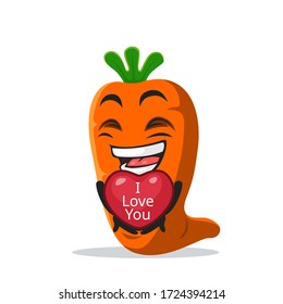 vector illustration of carrot mascot or character give love symbol and says i love you
