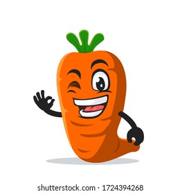 vector illustration of carrot mascot or character with nice hand