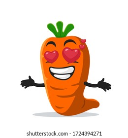 vector illustration of carrot mascot or character with love eye