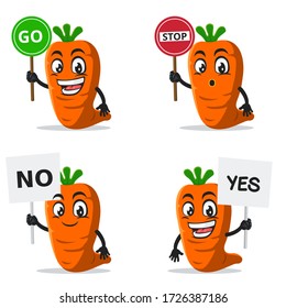 vector illustration of carrot mascot or character collection set with sign theme