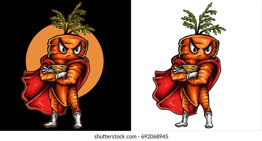 vector illustration of carrot superhero