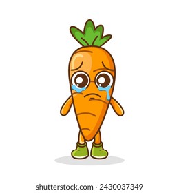 Vector Illustration Carrot Vegetable Crying Cute Expression