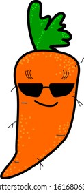 Vector Illustration Carrot Vegetable Smile Cute Expression Sunglasses