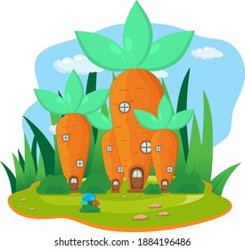 Ilustración vectorial de la zanahoria 
casa de verduras