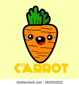 vector illustration of a carrot and the word "CARROT" can be used as a logo and icon for the vegetable content.