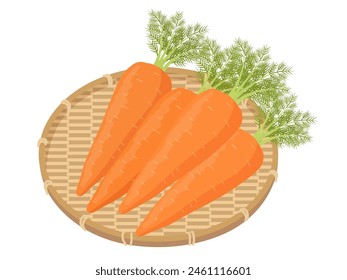 Vector illustration of carrots in a basket