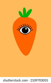 vector illustration of carrots with eyes, good for education