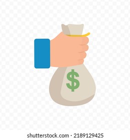 Vector Illustration Of Carry Money Bag. Colored Vector For Website Design .Simple Design On Transparent Background (PNG).