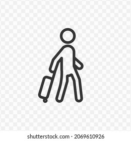 Vector illustration of carry a suitcase icon in dark color and transparent background(png).
