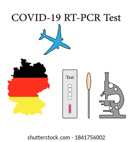 Vector illustration Carrying out RT PCR test to diagnose coronavirus infection. Germany People protect from covid-19 virus. Reducing risk of infection, prevention measures Medicine Design for print