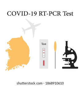 Vector illustration Carrying out RT PCR test to diagnose coronavirus infection. South Korea People protect from covid-19 virus Reducing risk of infection, prevention measures Medicine Design for print