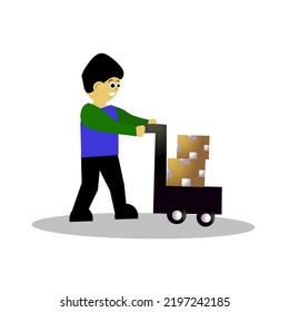 vector illustration carrying a package with a shove