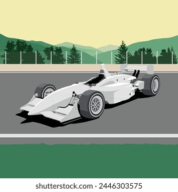 Vector illustration Cart championship auto racing teams fast car