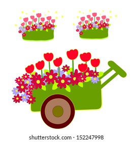 Vector illustration of a cart with flowers