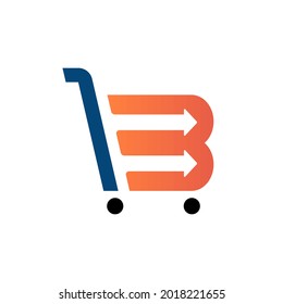 Vector Illustration for a cart logo. Cart arrow logo. B vector. Typographic illustration for an e-commerce cart vector icon. Cart with an arrow. Perfect for e-commerce store logos and other graphics.