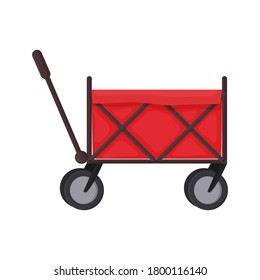 Vector illustration of a cart with a soft frame for a garden in a cartoon style. Design for children or for landscaping, harvesting, planting seedlings
