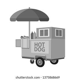 Vector illustration of cart and umbrella icon. Set of cart and mobile stock vector illustration.