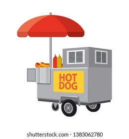 Vector illustration of cart and umbrella sign. Set of cart and mobile stock symbol for web.