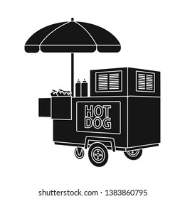 Vector illustration of cart and umbrella sign. Set of cart and mobile vector icon for stock.