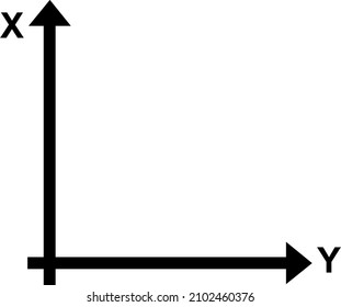 Vector illustration of Cartesian x and y axes, in 2D (two dimensions)