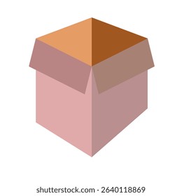Vector illustration of a carton box open on a white background.