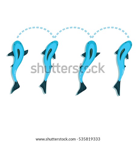 Vector illustration of a carton fish swimming animation sprites