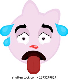 Vector illustration of a cartoon agitated cat face