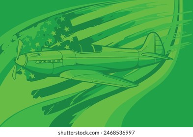 Vector illustration Cartoon airplane with america flag