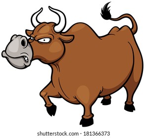 Vector illustration of cartoon Angry bull