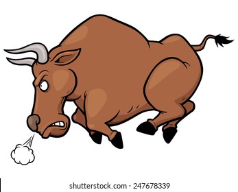 Vector illustration of cartoon Angry bull