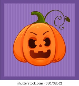 vector illustration of a cartoon angry Halloween pumpkin