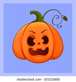 vector illustration of a cartoon angry Halloween pumpkin