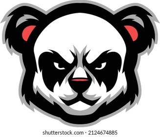 Vector illustration of Cartoon angry panda head mascot	