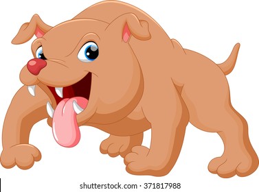 Vector illustration of cartoon angry pit bull dog