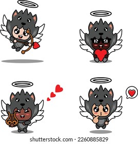 vector illustration cartoon animal mascot costume character wolf cupid set bundle