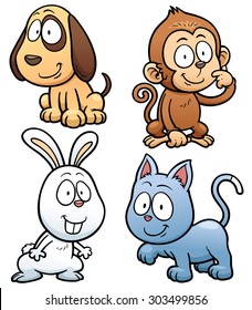 Vector illustration of cartoon animal set