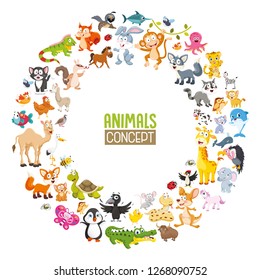 Vector Illustration Of Cartoon Animals Collection