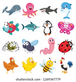 Vector Illustration Of Cartoon Animals Collection