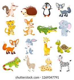 Vector Illustration Of Cartoon Animals Collection