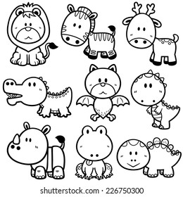 Vector Illustration Animal Cartoon Coloring Book Stock Vector (Royalty ...