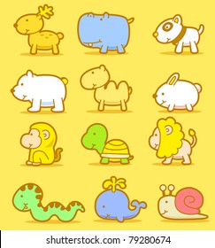 Vector illustration, cartoon animals ,cute doodle