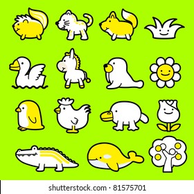 Vector illustration, cartoon animals ,cute doodle