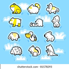 Vector illustration, cartoon animals ,cute doodle